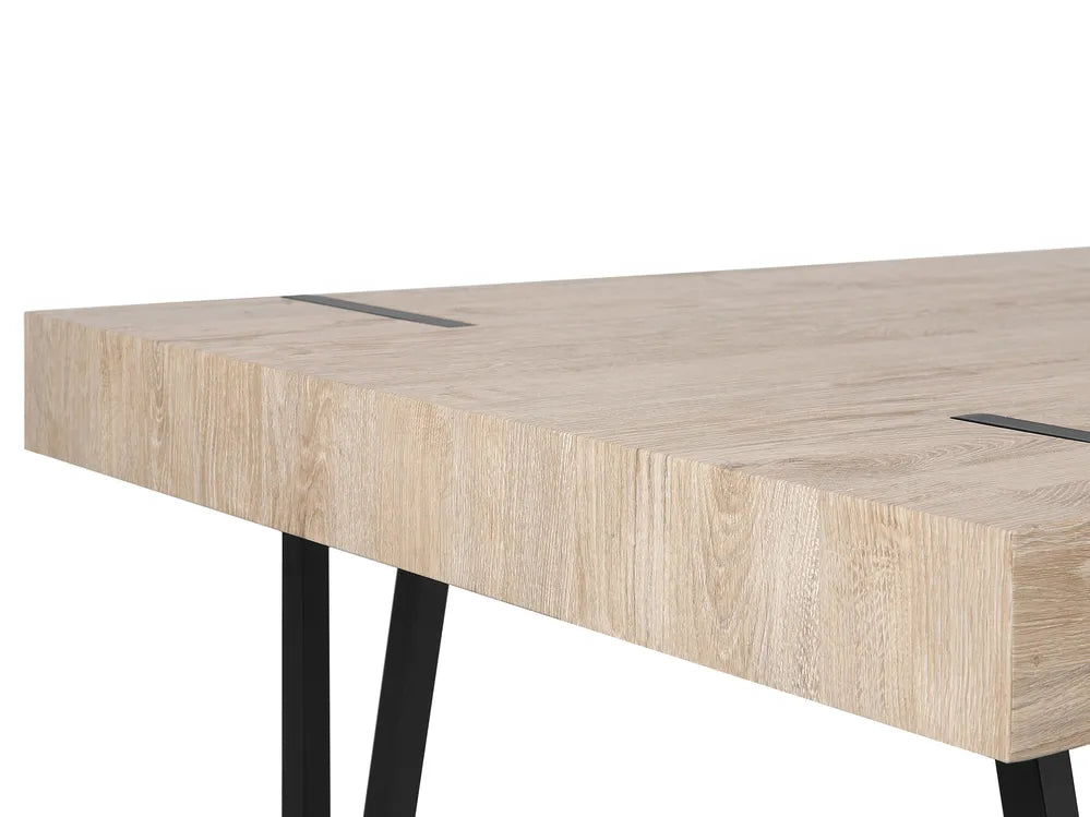 Industrial Rustic Dining Table – Wood Grain Top with Black Metal Legs