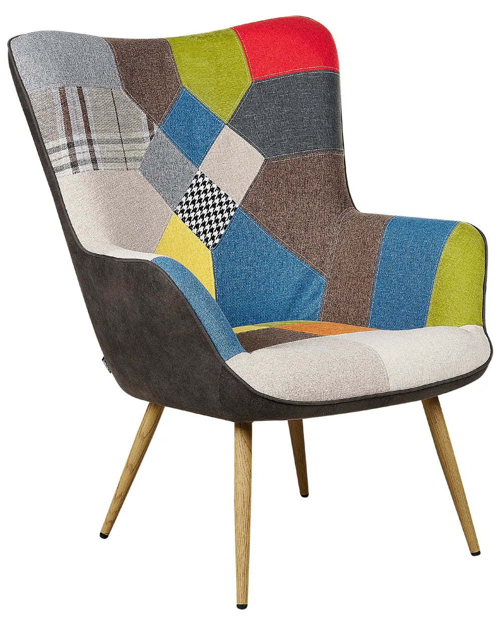 Wingback Chair VEJLE with Footstool – Fabric Multicolour