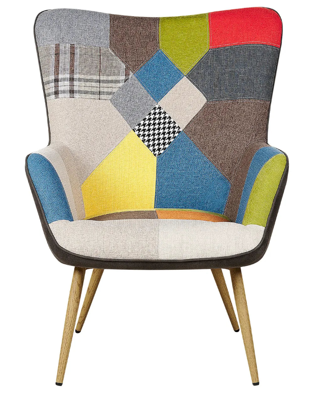 Wingback Chair VEJLE with Footstool – Fabric Multicolour