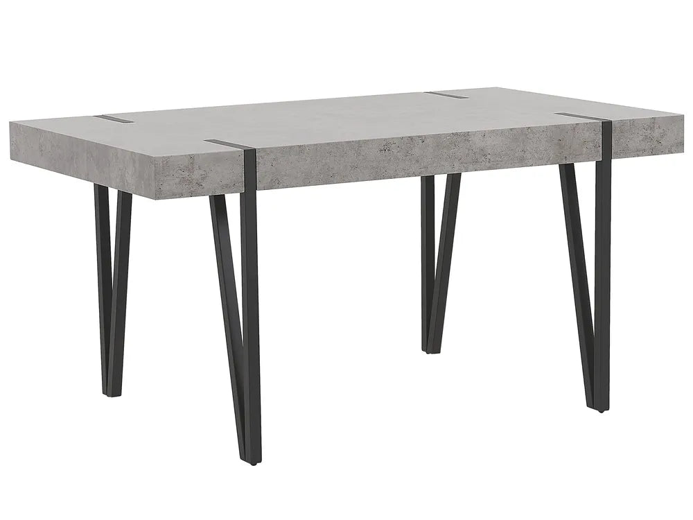 Industrial Rustic Dining Table – Wood Grain Top with Black Metal Legs