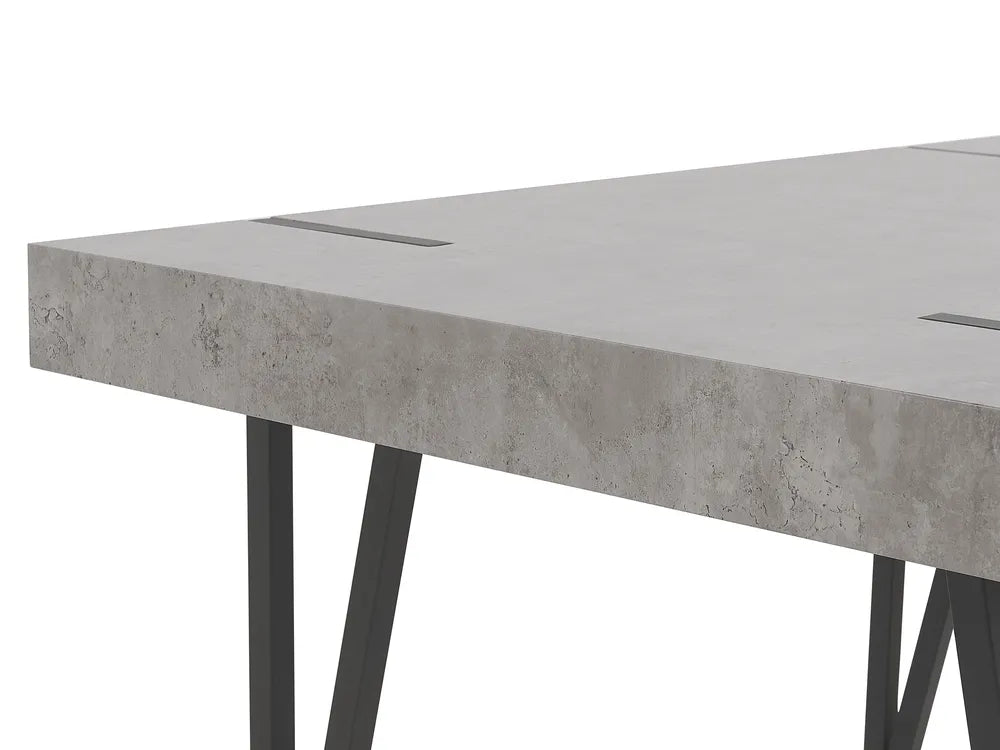 Industrial Rustic Dining Table – Wood Grain Top with Black Metal Legs