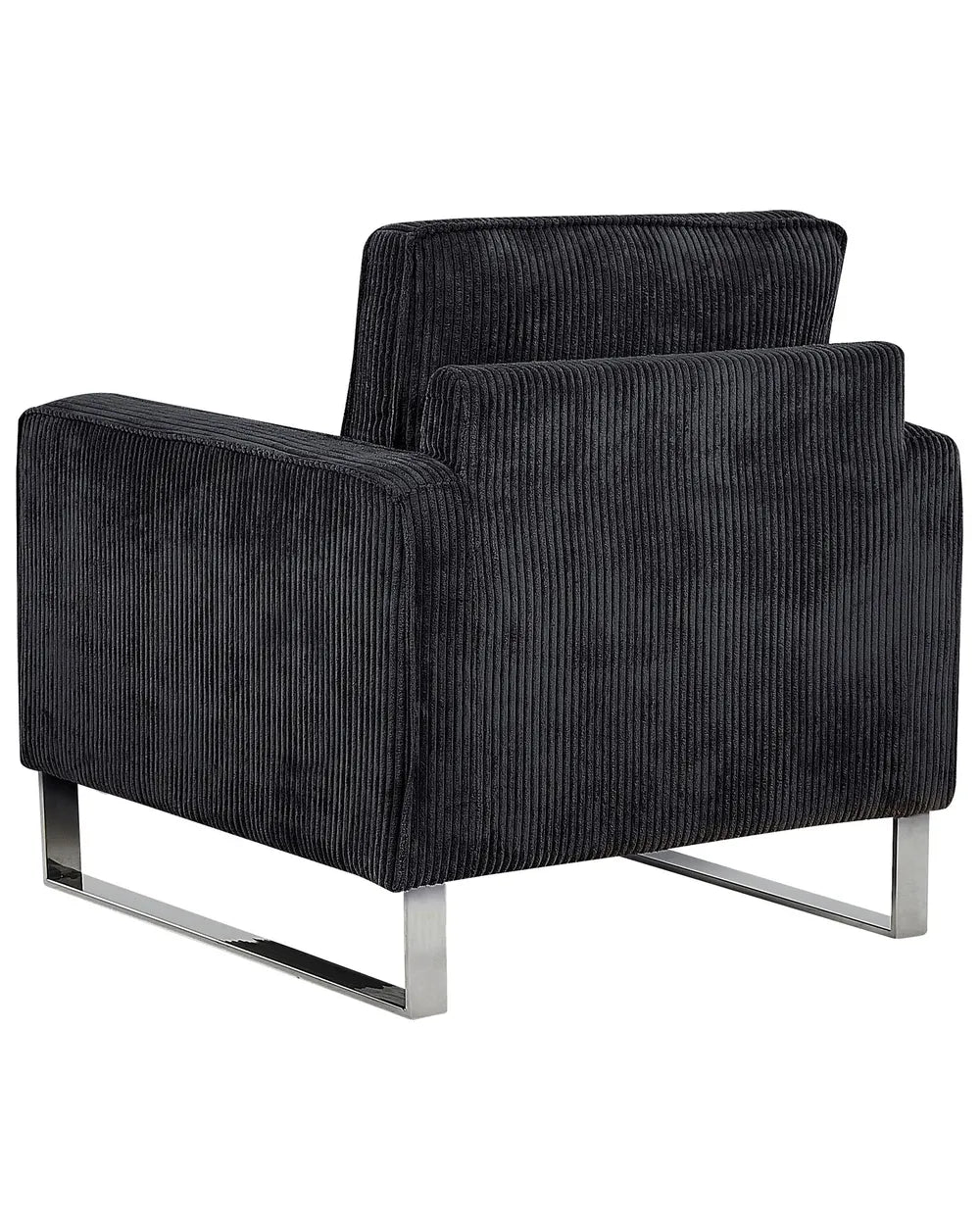 VIND Corduroy Armchair with Sled Base – Black Upholstered Accent Chair with Removable Covers, Stainless Steel Frame