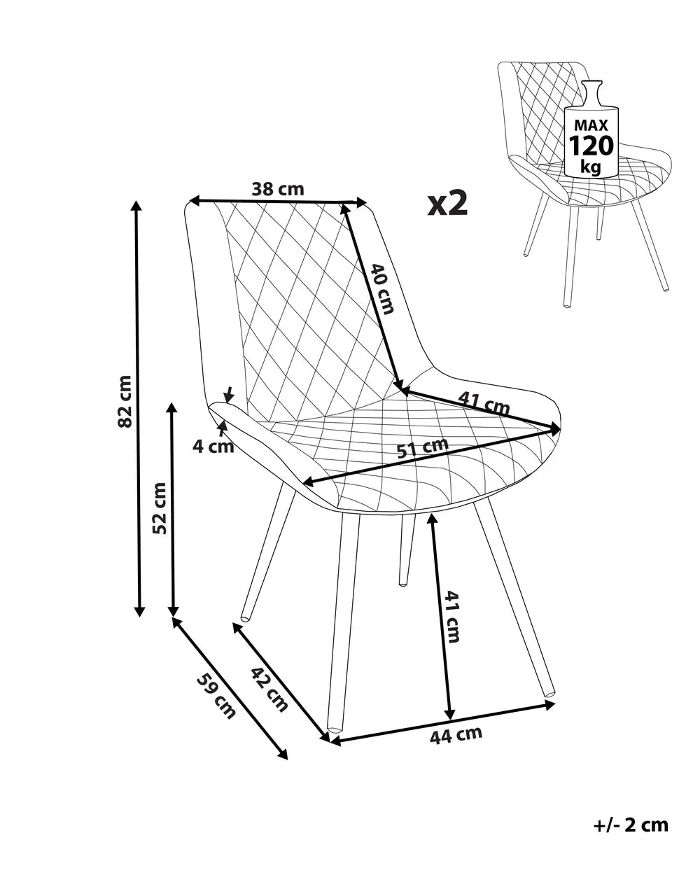 Modern Upholstered Dining Chair – Quilted Faux Leather with Black Metal Legs
