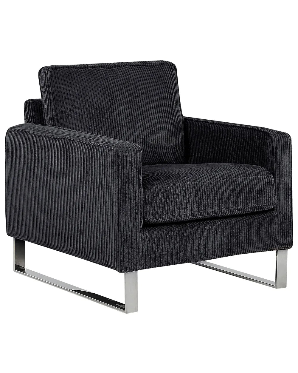 VIND Corduroy Armchair with Sled Base – Black Upholstered Accent Chair with Removable Covers, Stainless Steel Frame