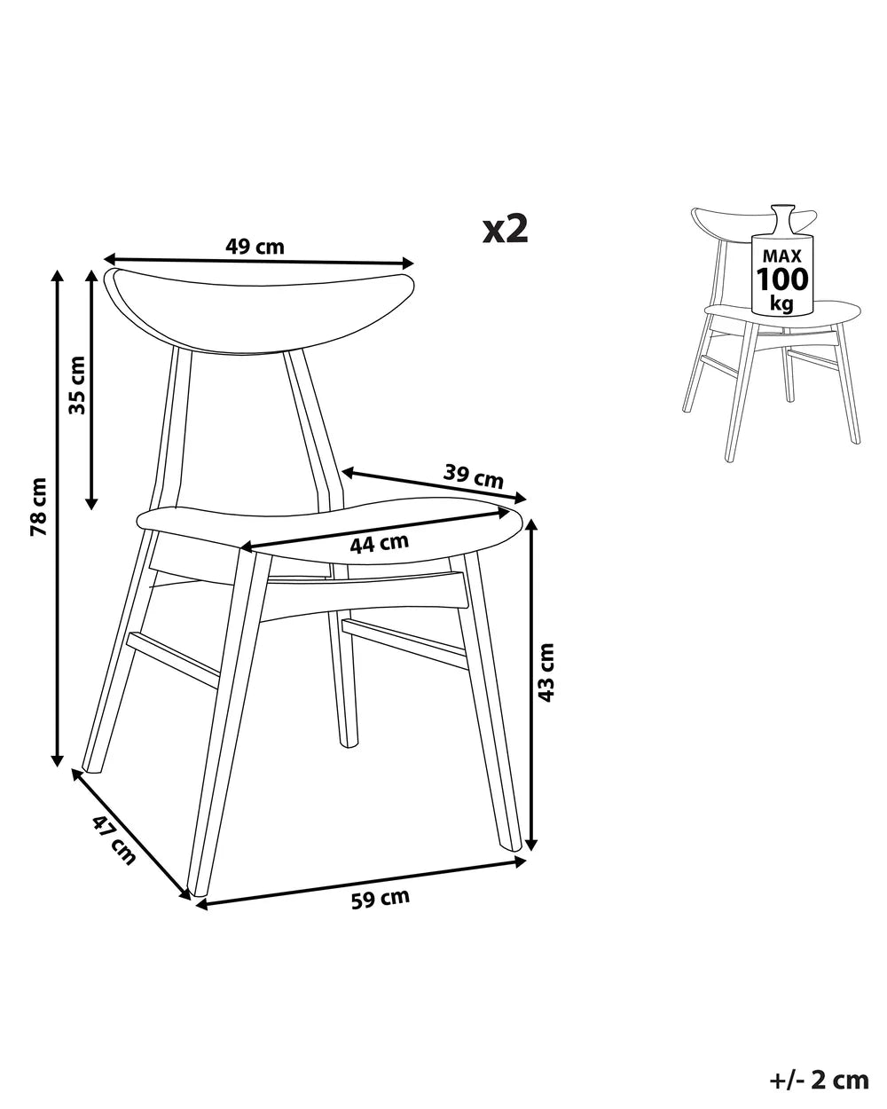 Scandinavian Wooden Dining Chair – Upholstered Seat with Curved Backrest