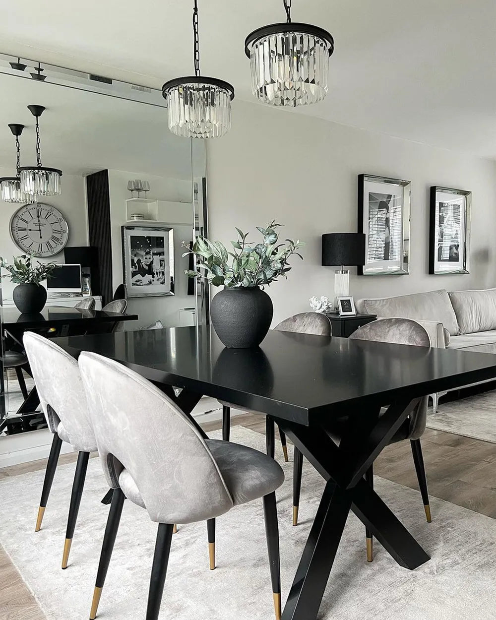 Kitchen Table LISALA Black 180 × 100 cm – Seats up to 8 People