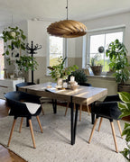 Industrial Rustic Dining Table – Wood Grain Top with Black Metal Legs