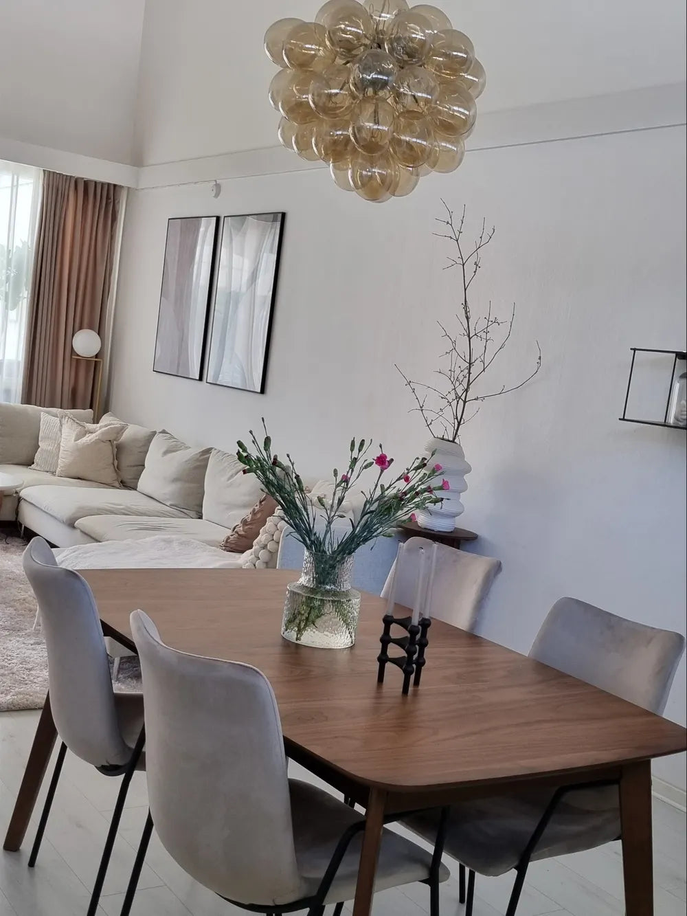 Mid-Century Modern Wooden Dining Table – Walnut Finish