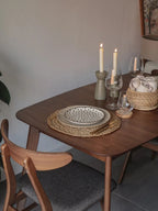 Scandinavian Wooden Dining Chair – Upholstered Seat with Curved Backrest