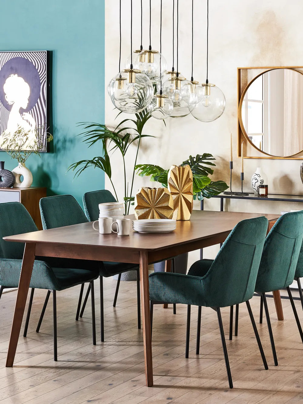 Dining Table MADOX Dark Brown 200 x 100 cm, Rectangular Wooden Veneer Table for 6–8 People