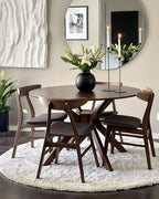 Scandinavian Wooden Dining Chair – Upholstered Seat with Curved Backrest