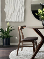 Scandinavian Wooden Dining Chair – Upholstered Seat with Curved Backrest