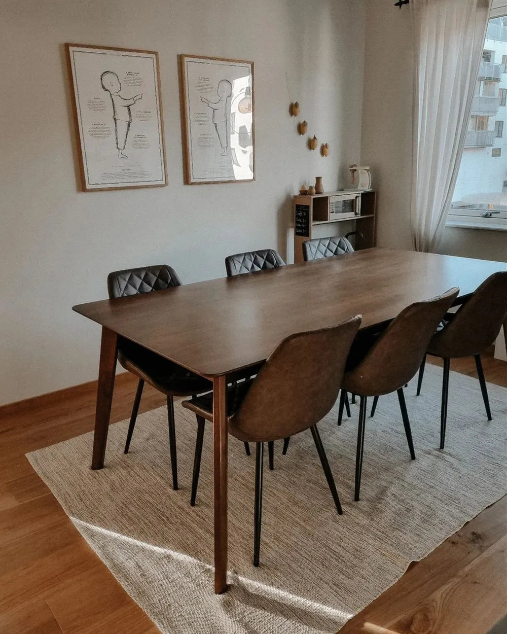 Modern Upholstered Dining Chair – Quilted Faux Leather with Black Metal Legs