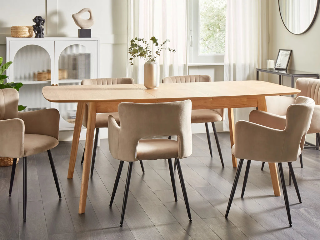 Mid-Century Modern Wooden Dining Table – Walnut Finish