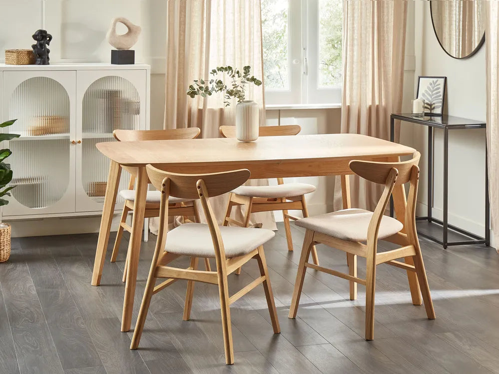 Mid-Century Modern Wooden Dining Table – Walnut Finish
