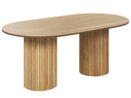 Modern Oval Dining Table with Fluted Pedestal Base – Natural Oak Finish