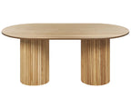Modern Oval Dining Table with Fluted Pedestal Base – Natural Oak Finish