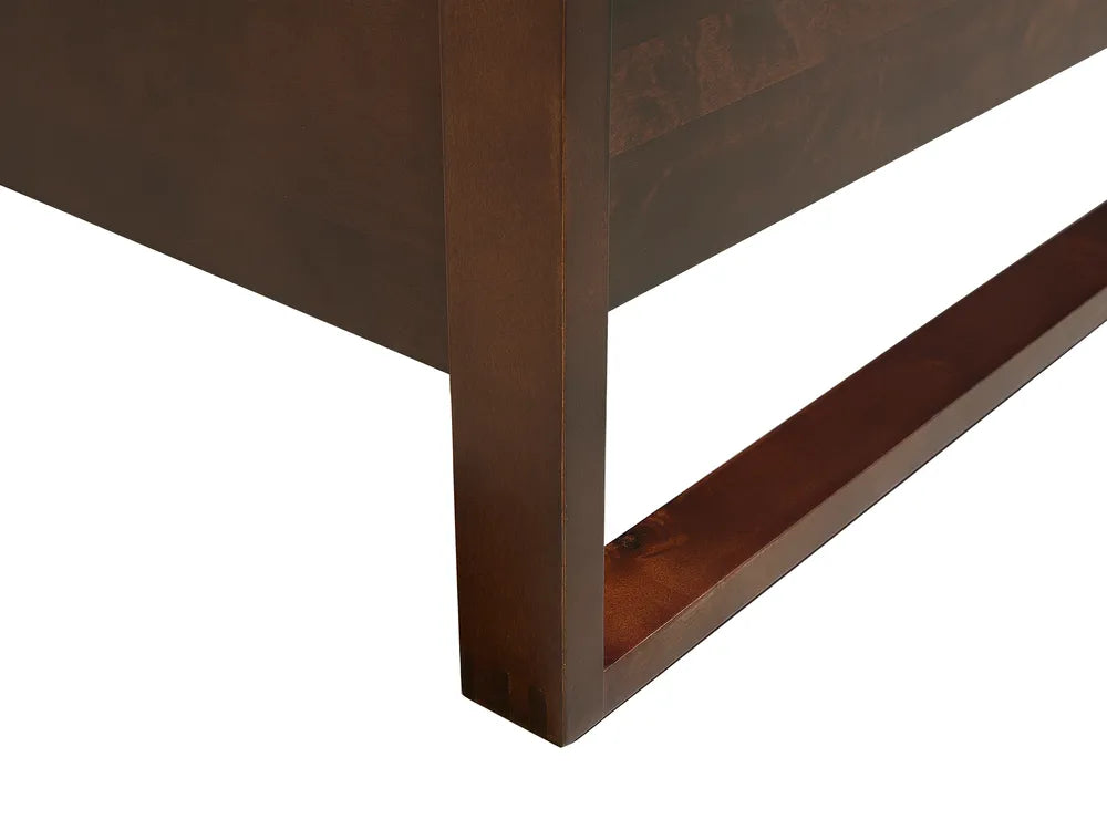 Modern Low Platform Bed Frame – Dark Walnut Minimalist Bed