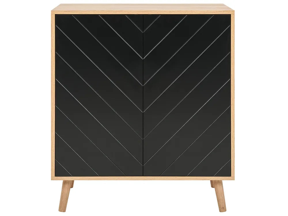 Scandinavian Cabinet BRISTOW Black with Shelves, MDF & Particle Board, 76×40×84 cm