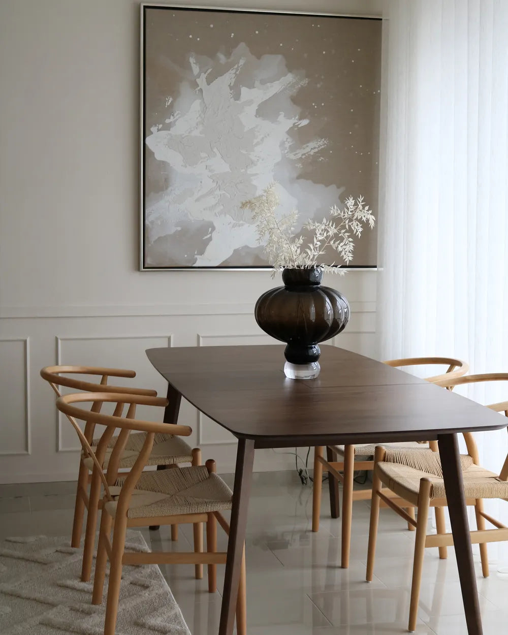 Mid-Century Modern Wooden Dining Table – Walnut Finish