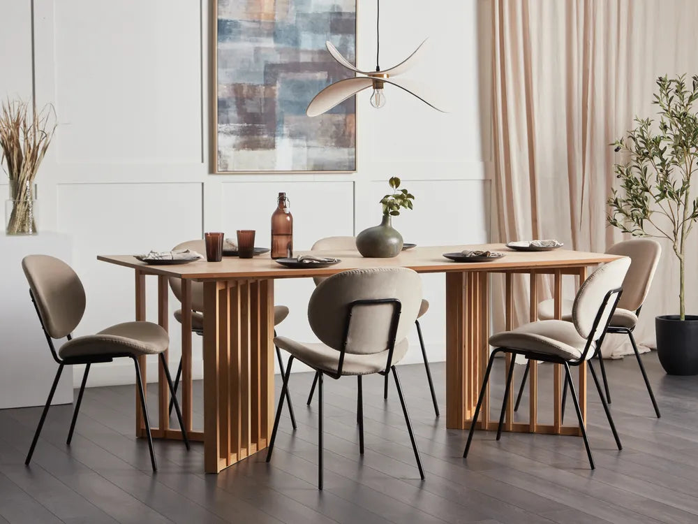 Dining Table LEANDRA Light Ash Wood 200 x 100 cm