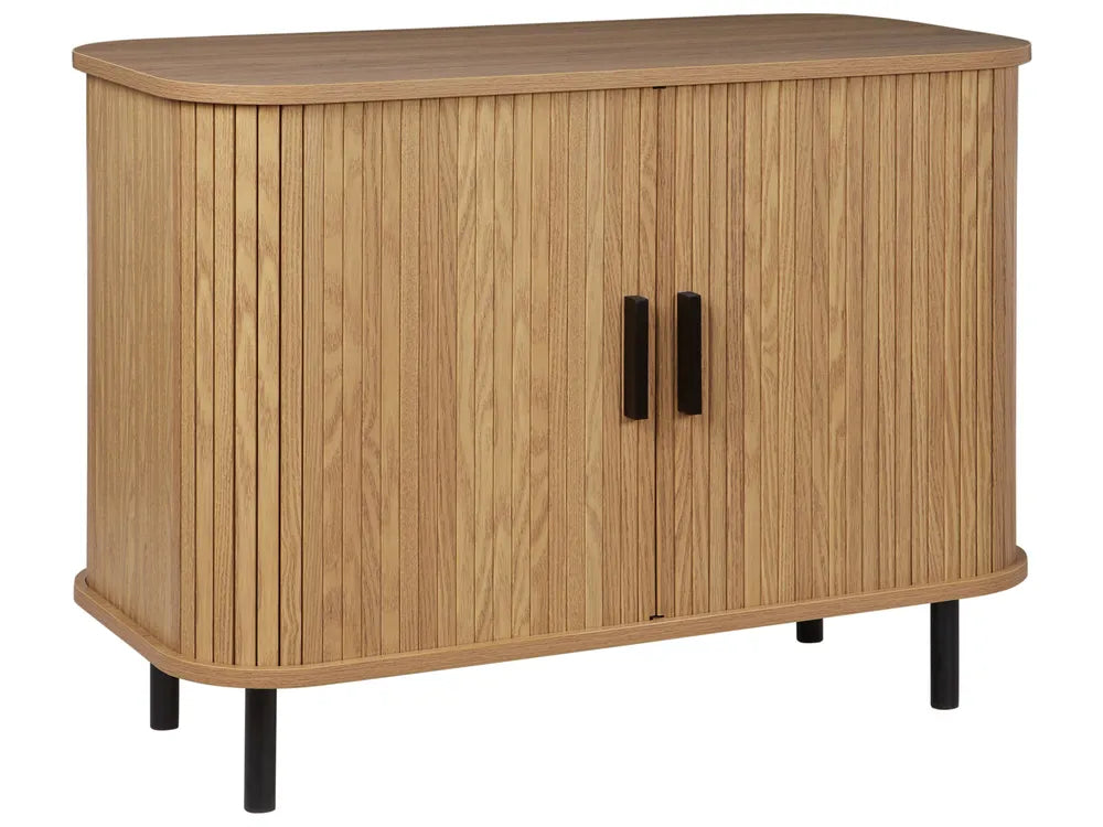 Retro Sliding Door Cabinet BRADLEY – Brown Wooden Sideboard with Storage