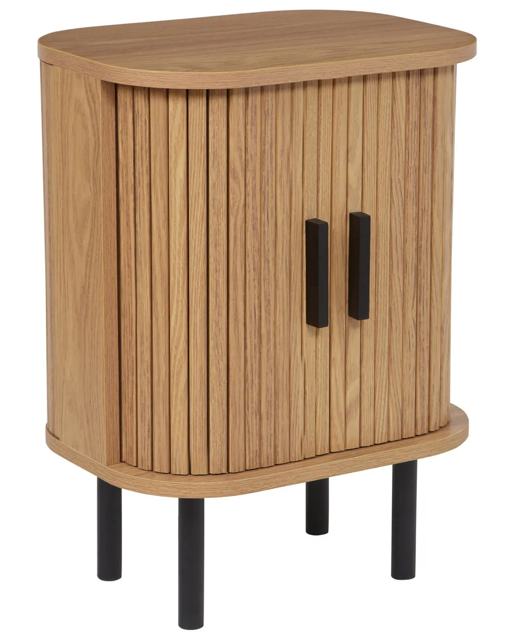 Bedside Table BRADLEY Brown with Sliding Doors, Retro Nightstand with Storage, MDF & Pine Wood, 40 x 30 x 55 cm