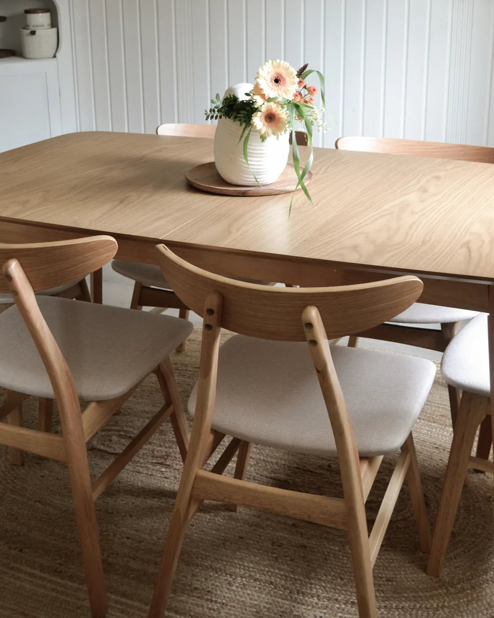 Mid-Century Modern Wooden Dining Table – Walnut Finish