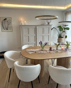 Modern Oval Dining Table with Fluted Pedestal Base – Natural Oak Finish