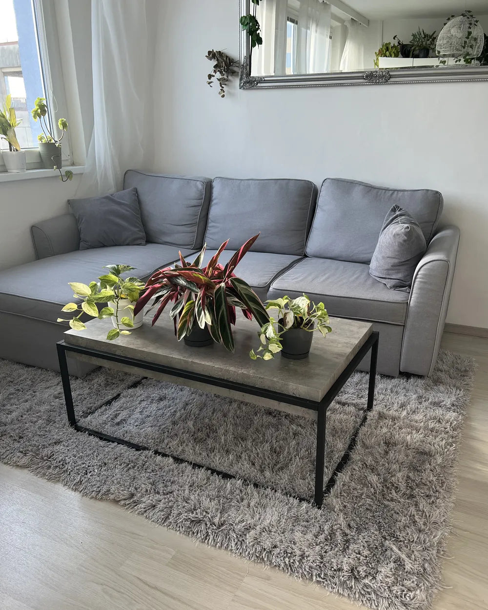 ALTOS Grey Concrete Effect Coffee Table – Rectangular Industrial Living Room Table