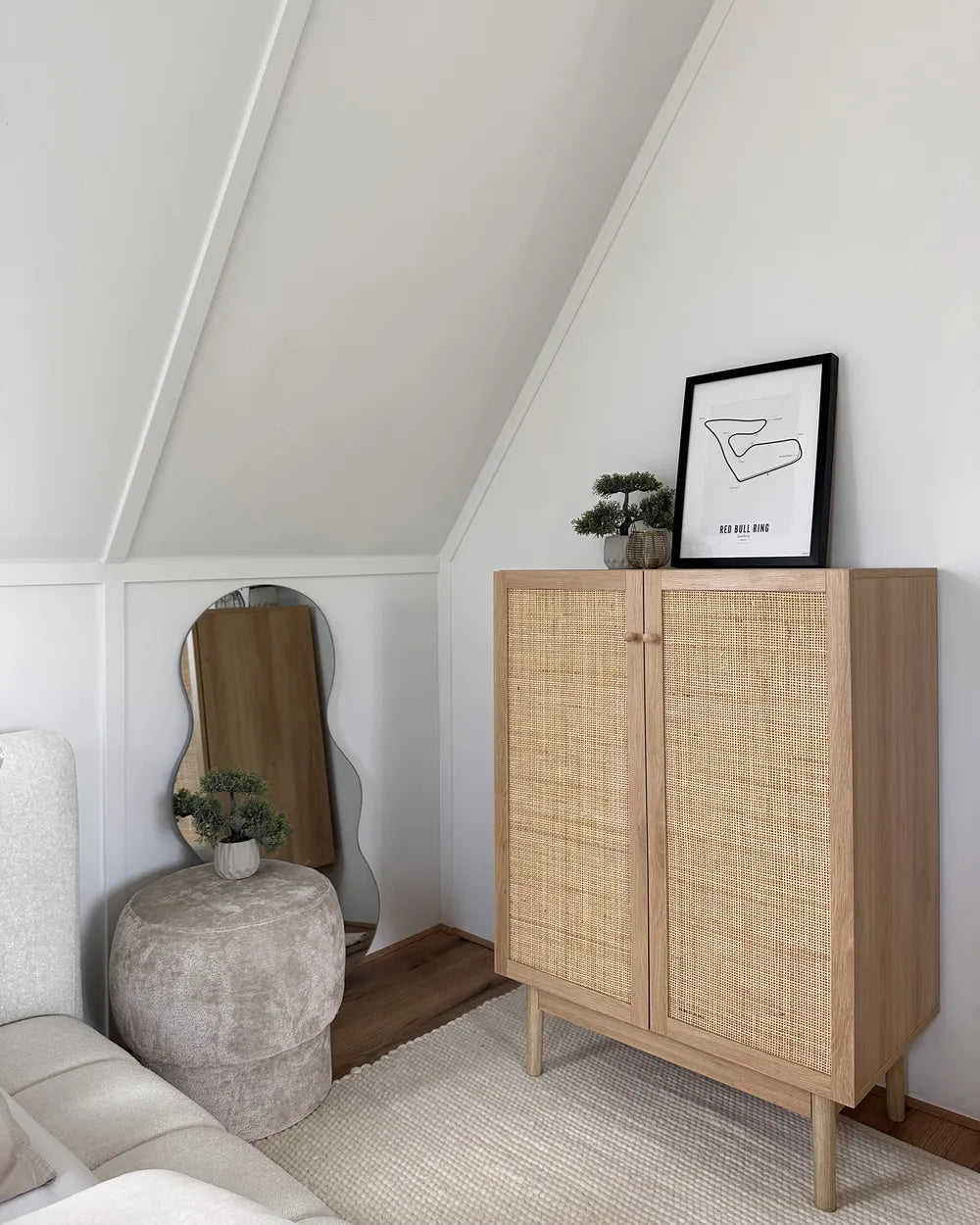 NIVO Light Brown Cabinet with Natural Wood Finish – Scandinavian Style Storage Cabinet with Shelves for Living Room or Bedroom