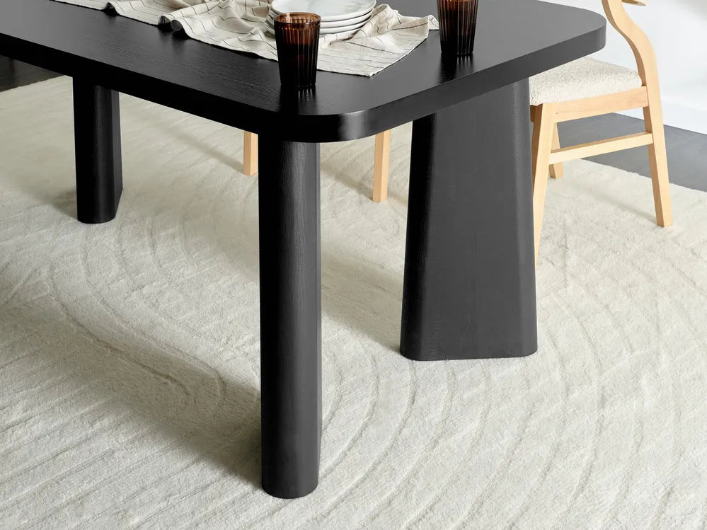 ATLIN Dining Table Black 180 x 90 cm MDF Rectangular Dining Table with Steel Legs