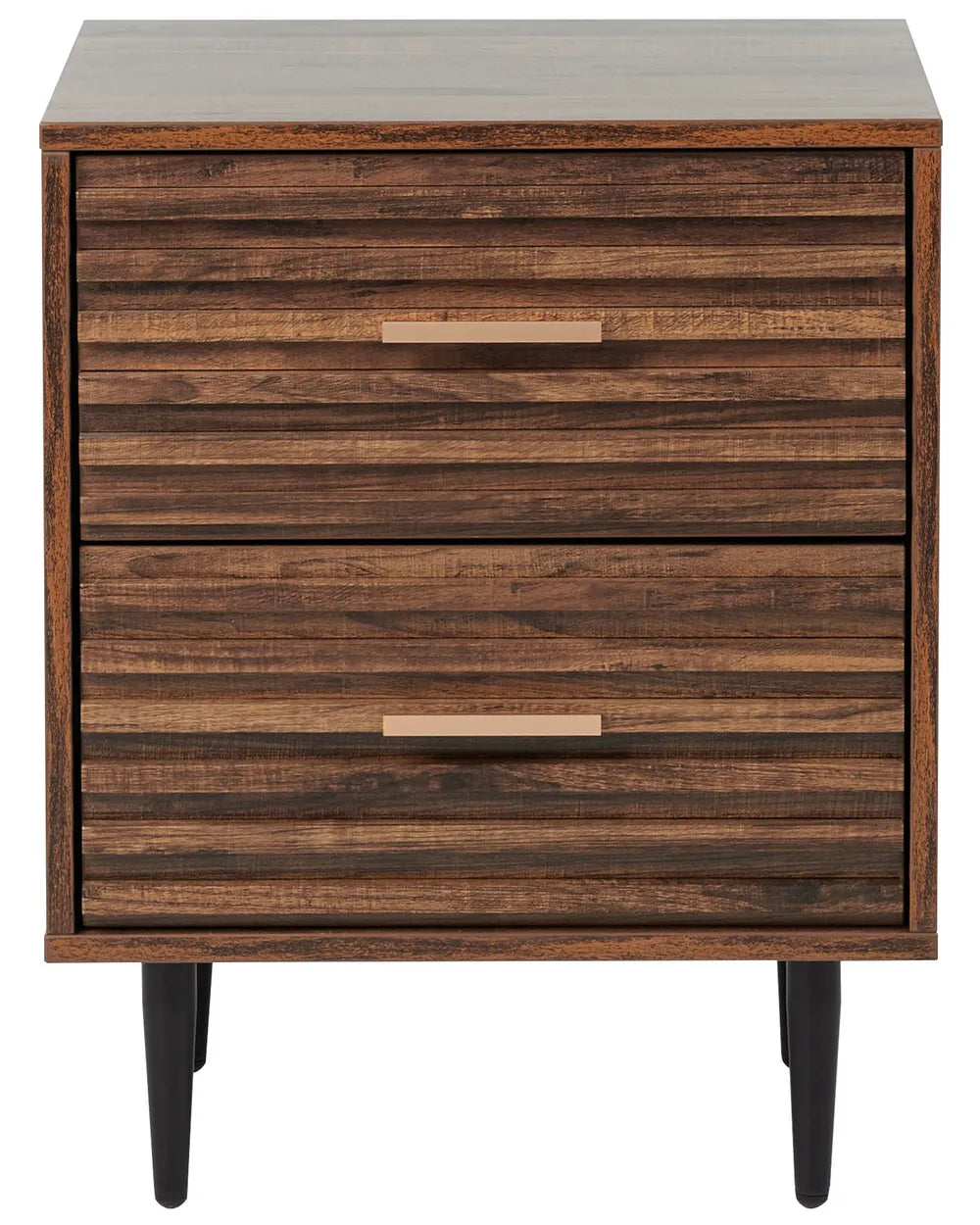 2 Drawer Bedside Table KEITH Dark Brown – Modern Nightstand with Storage