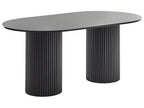 Modern Oval Dining Table with Fluted Pedestal Base – Natural Oak Finish