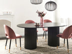 Modern Oval Dining Table with Fluted Pedestal Base – Natural Oak Finish
