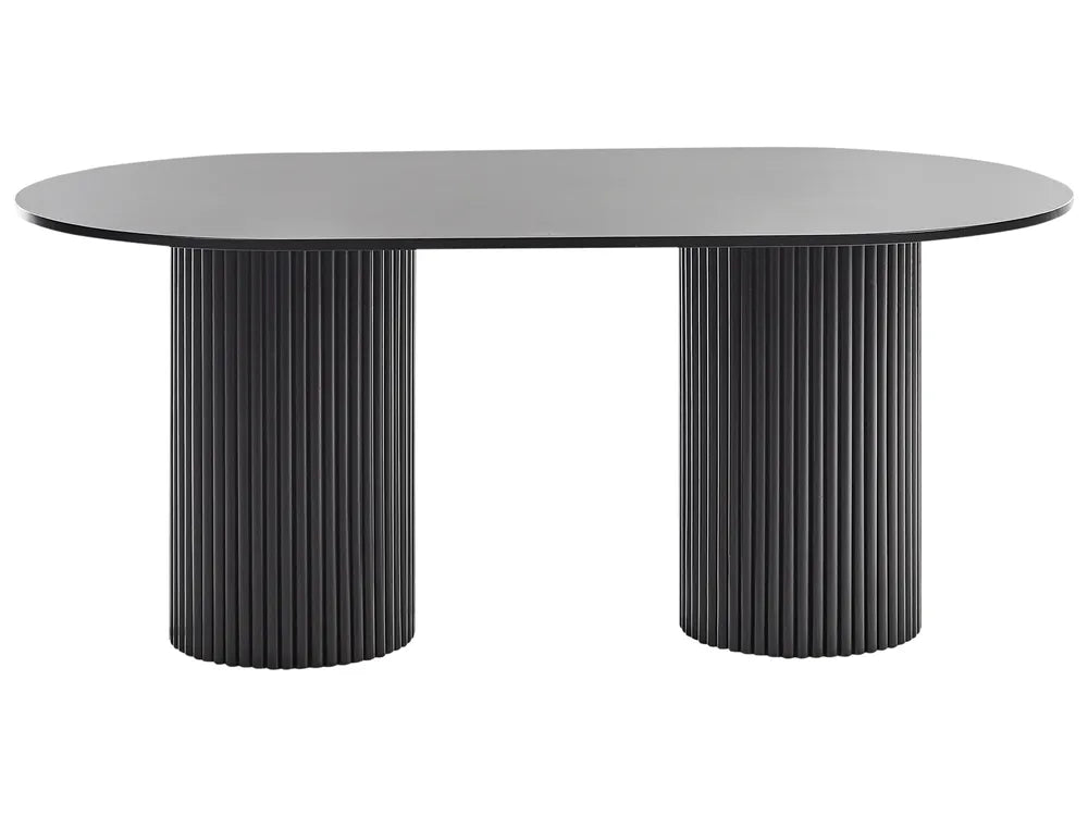 Modern Oval Dining Table with Fluted Pedestal Base – Natural Oak Finish