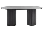 Modern Oval Dining Table with Fluted Pedestal Base – Natural Oak Finish