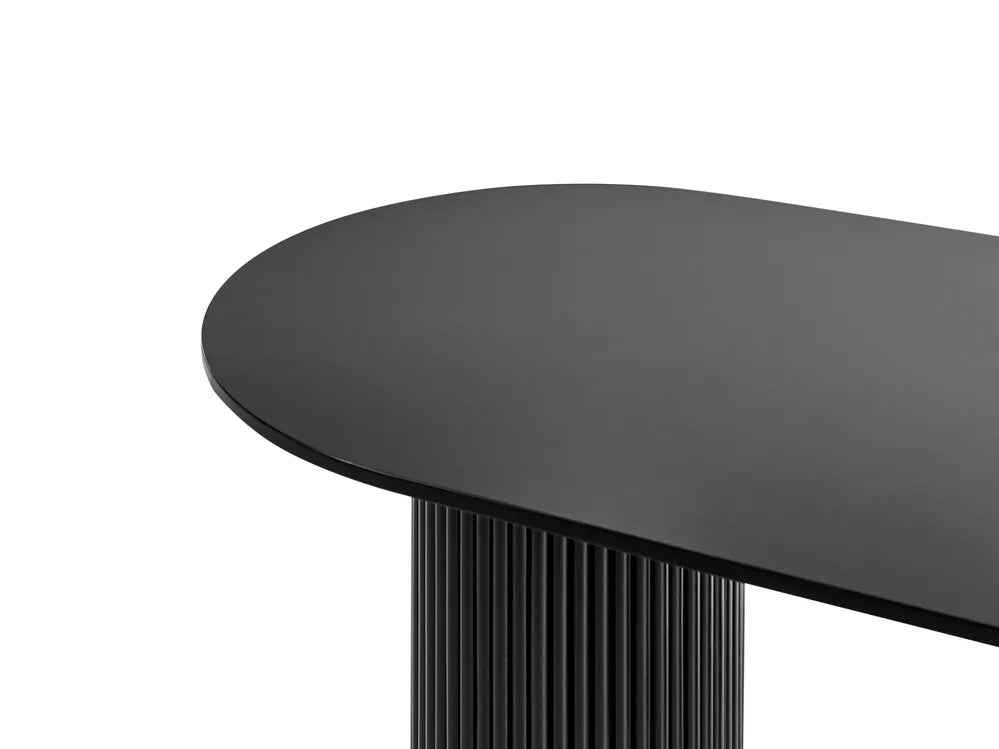 Modern Oval Dining Table with Fluted Pedestal Base – Natural Oak Finish