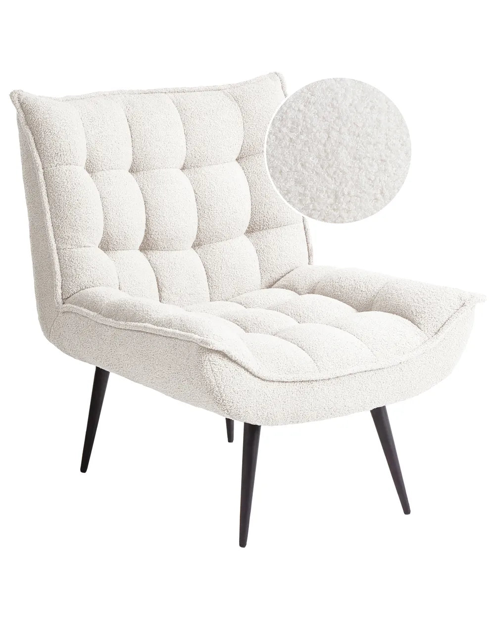 ALVESTA Boucle White Armchair – Modern Armless Accent Chair with Soft Upholstery