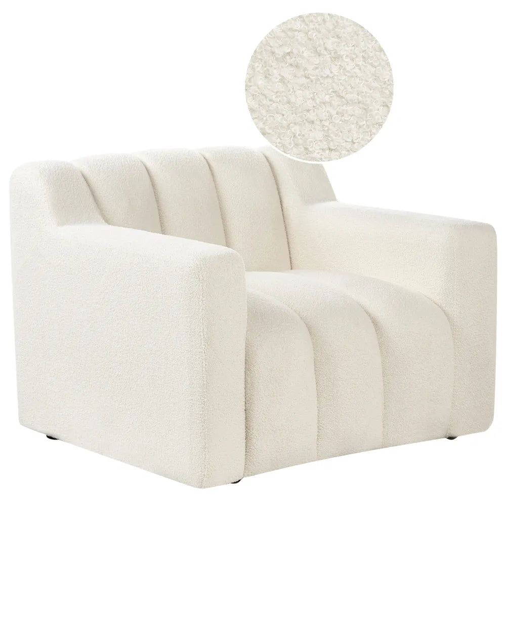 Armchair AGERUP Boucle White– Upholstered Accent Chair with Decorative Tufting, Deep Seat Comfort, Contemporary Living Room Armchair