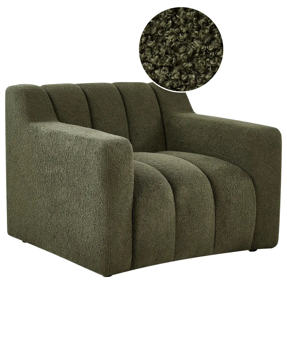Armchair AGERUP Boucle Dark Green– Upholstered Accent Chair with Decorative Tufting, Deep Seat Comfort, Contemporary Living Room Armchair