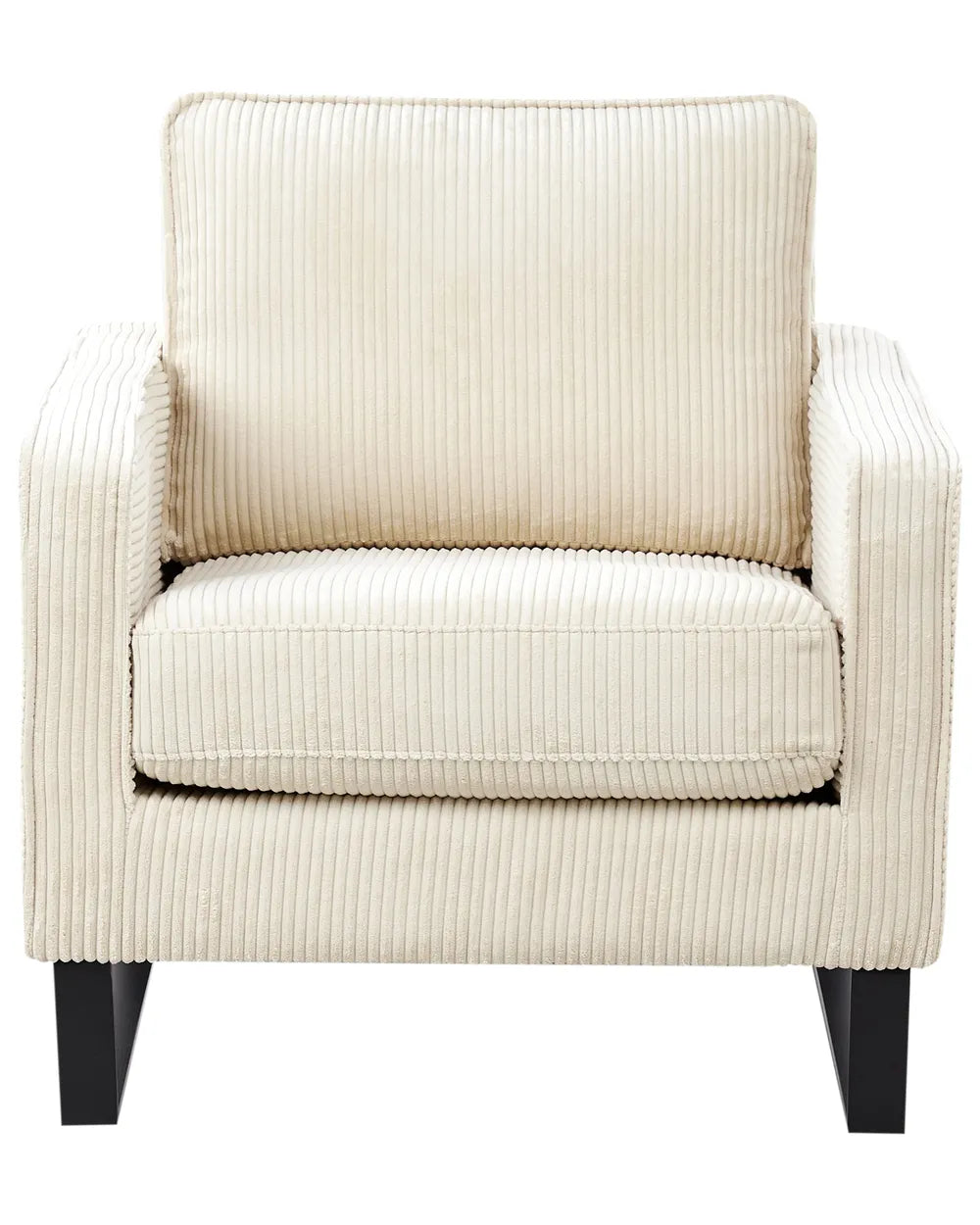 VIND Corduroy Armchair with Sled Base – Light Beige Upholstered Accent Chair with Removable Covers, Stainless Steel Frame