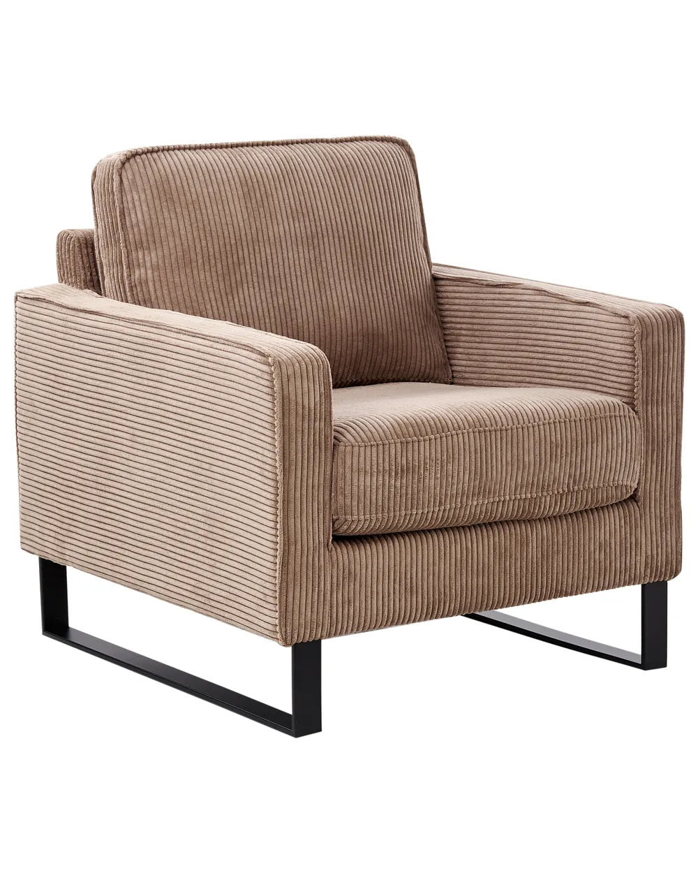 VIND Corduroy Armchair with Sled Base – Beige Upholstered Accent Chair with Removable Covers, Stainless Steel Frame