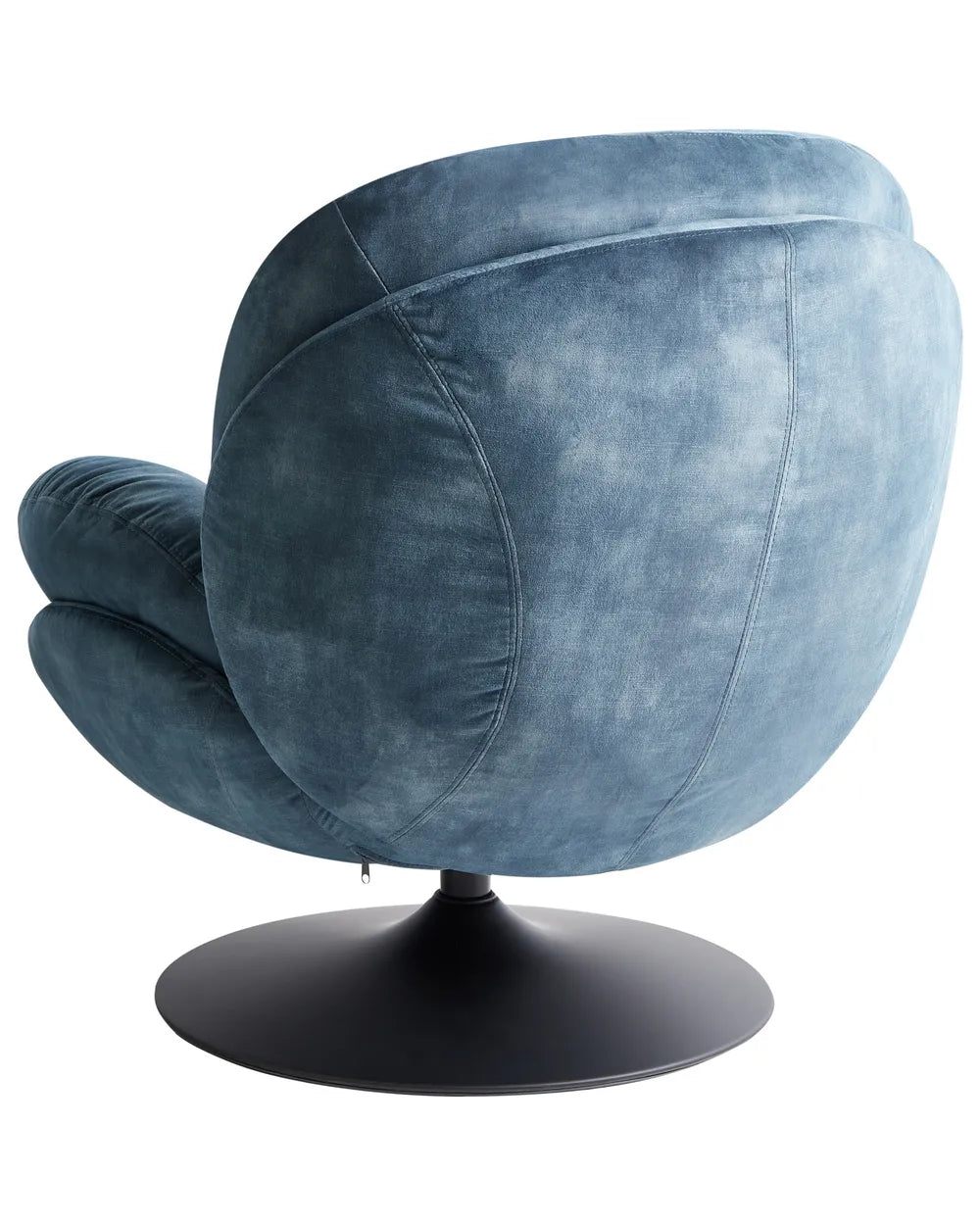 Swivel Armchair NOLVIK in Light Blue Velvet with 360° Rotation, Curved Backrest and Upholstered Seat