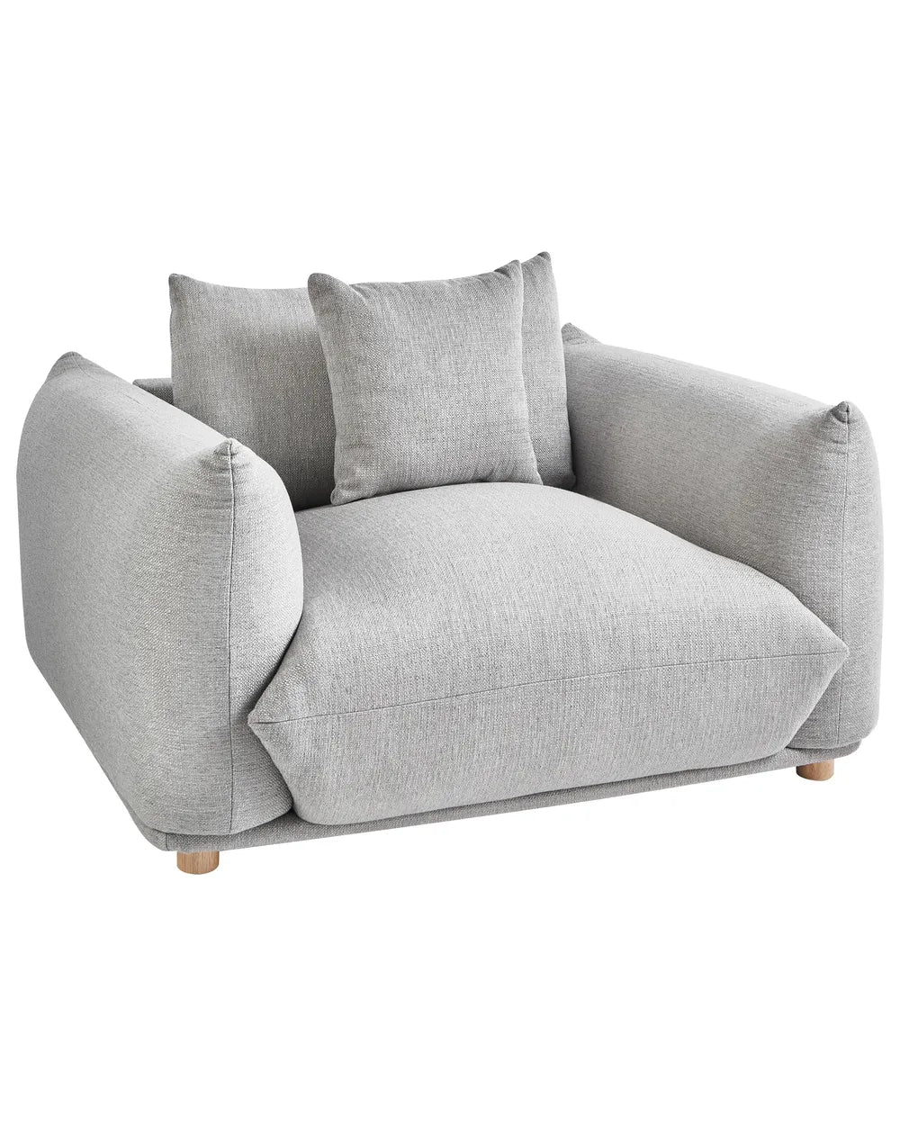 LUVOS Fabric Armchair – Low Profile Deep Seat Lounge Chair in Light Grey with Extra Cushion