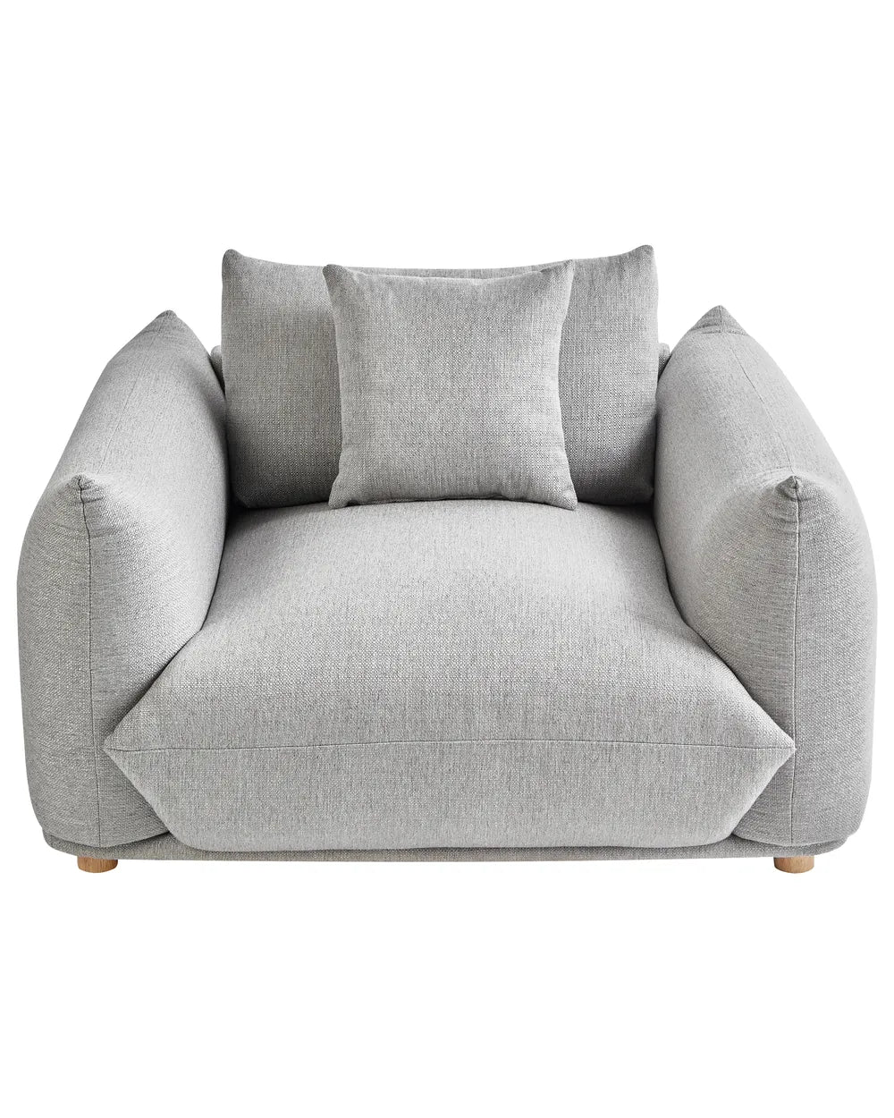 LUVOS Fabric Armchair – Low Profile Deep Seat Lounge Chair in Light Grey with Extra Cushion