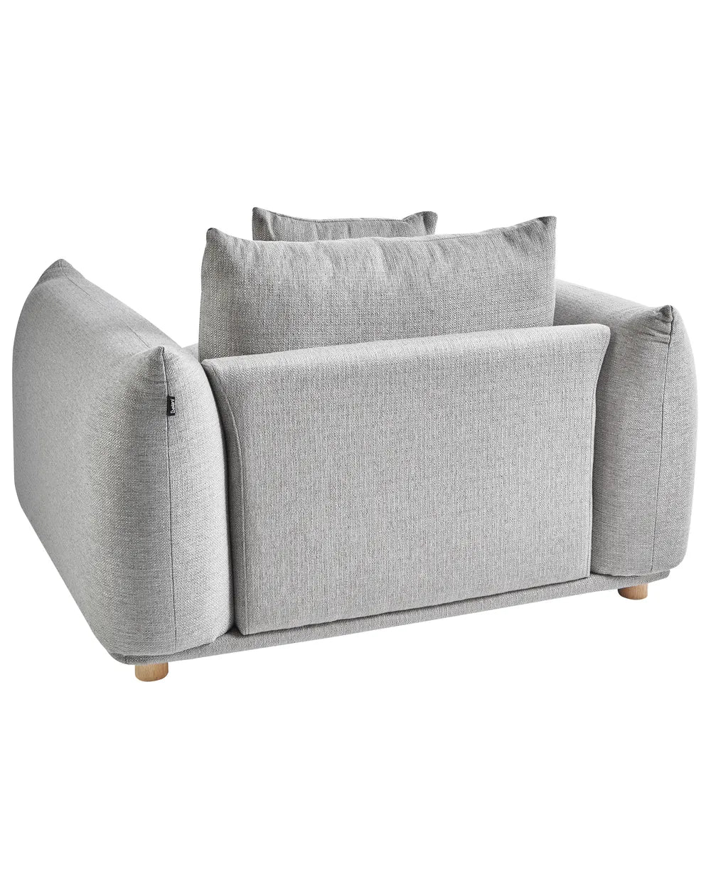 LUVOS Fabric Armchair – Low Profile Deep Seat Lounge Chair in Light Grey with Extra Cushion