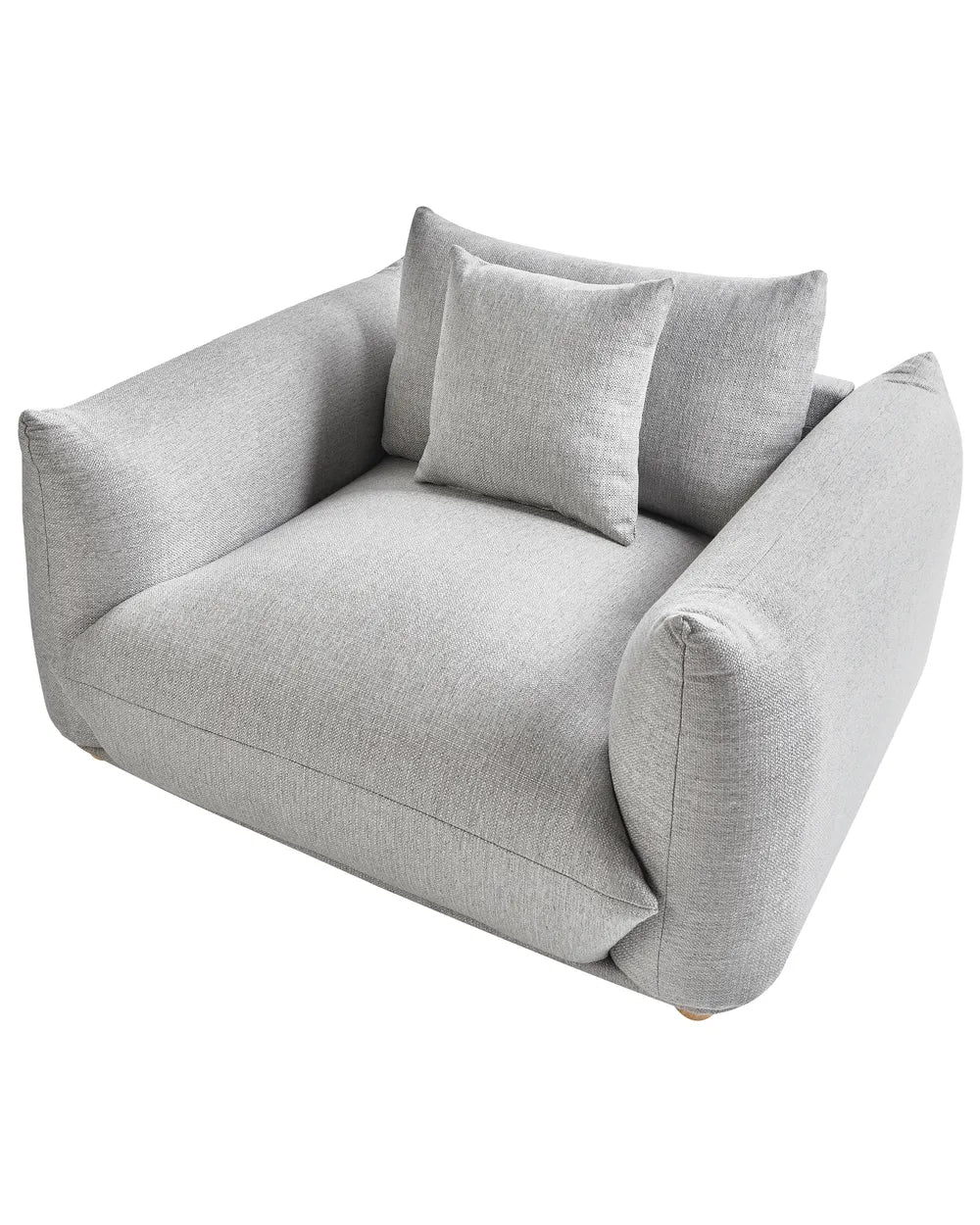LUVOS Fabric Armchair – Low Profile Deep Seat Lounge Chair in Light Grey with Extra Cushion
