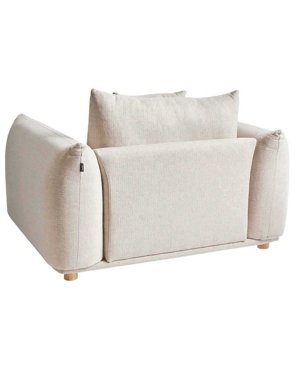 LUVOS Fabric Armchair – Low Profile Deep Seat Lounge Chair in Light Beige with Extra Cushion