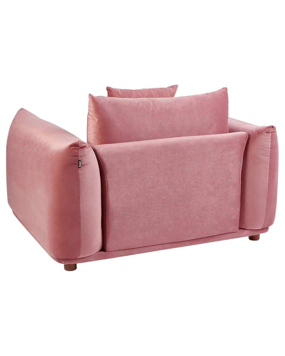 LUVOS Velvet Armchair Pink – Low Profile Upholstered Lounge Chair with Deep Seat, Scatter Cushion & Solid Wood Frame